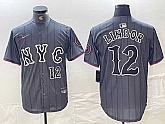 Men's New York Mets #12 Francisco Lindor Number Grey 2024 City Connect Cool Base Stitched Jersey,baseball caps,new era cap wholesale,wholesale hats